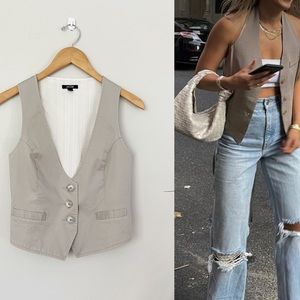 Vintage 90s Fitted Tailored Vest with Buttons Waistcoat Sleeveless Top Small